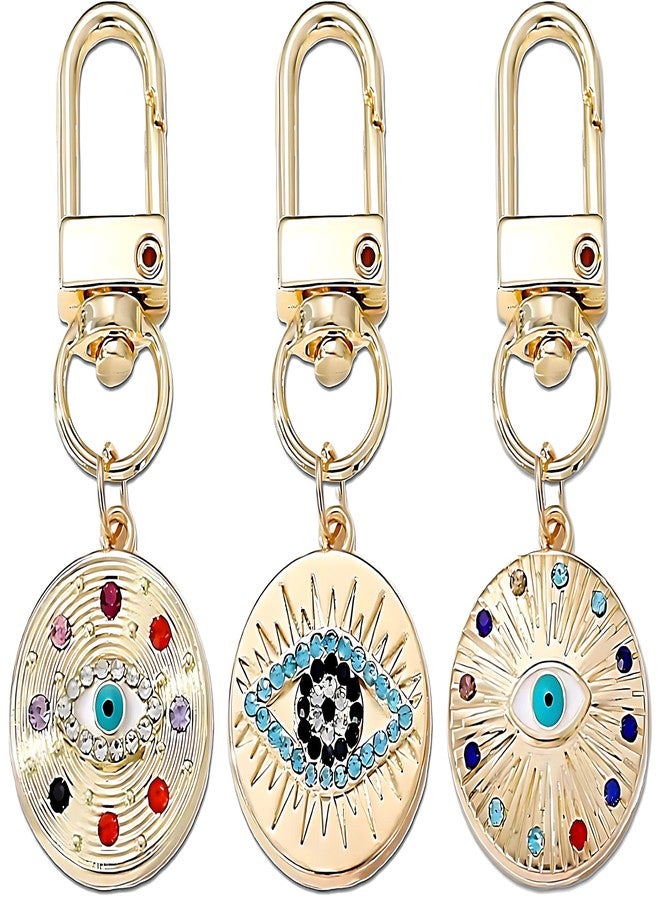 MyfavoriteK Gold Evil Eye Keychain for Women Protection Good Luck Charms Key Chain for Car Keys Holder Bag Purse (Three) - Image 1
